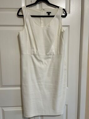 Ann Taylor Cream Sleeveless Sheath Midi Dress